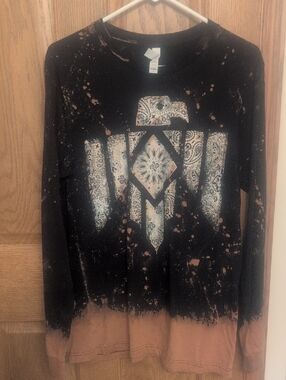 Bella Canvas Black Tee with Rust and White Paisley Graphic